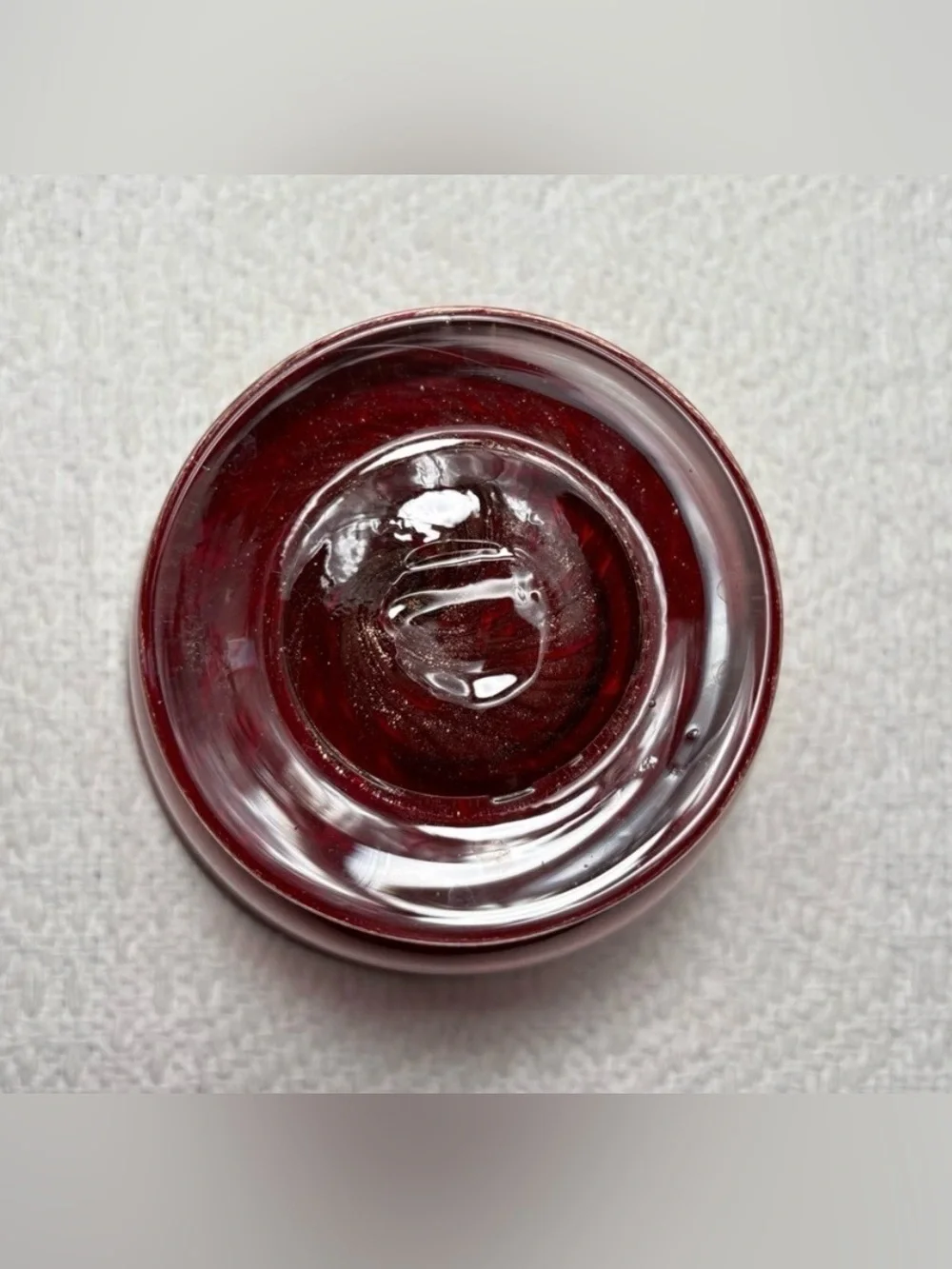 Red Swirl Decorative Footed Vase Made of Red Art Glass with Metallic Sparkles